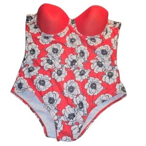 Red Blossom Sz. Xlarge Red Strapless Bathingsuit Nwt